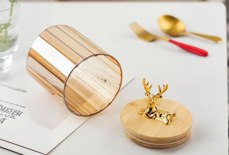 WISHOME Deer - Shaped Bamboo Lid Borosilicate Glass Storage Jars Main Product Image